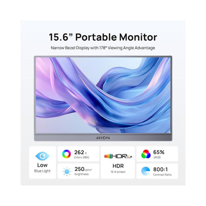 MONITOR PORTÁTIL ARZOPA A1 GRIS 15.6" IPS Full HD 1080p USB-C