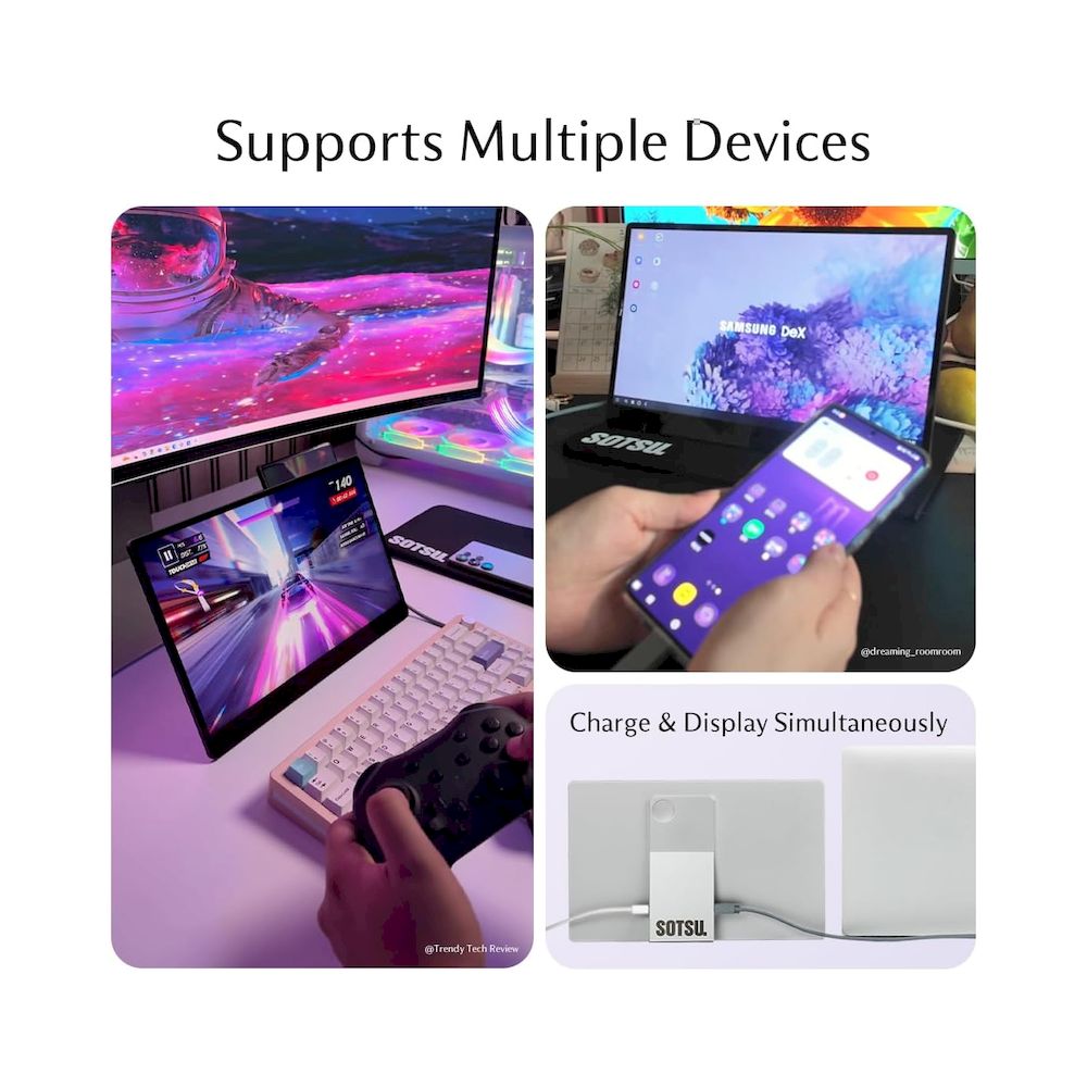 MONITOR PORTATIL SOTSU 14' FLIPACTION GO FULL HD IPS MULTI DEVICE RESISTENTE Y LIGERO VIDRIO TEMPLADO