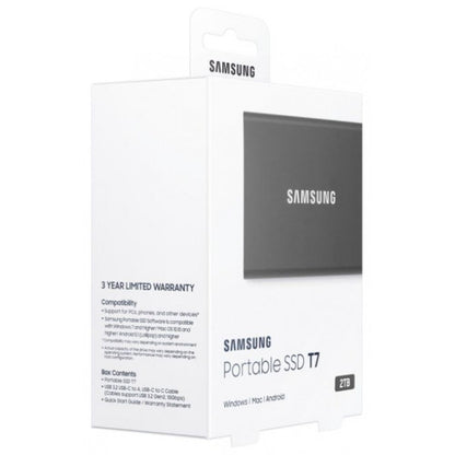Disco duro SSD externo SAMSUNG T7 2TB 3.2 TIPO C 1050MB/S NEGRO