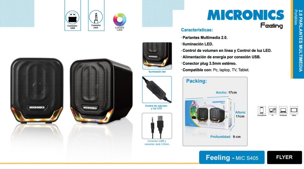 PARLANTE MICRONICS Feeling S405 LED RGB USB
