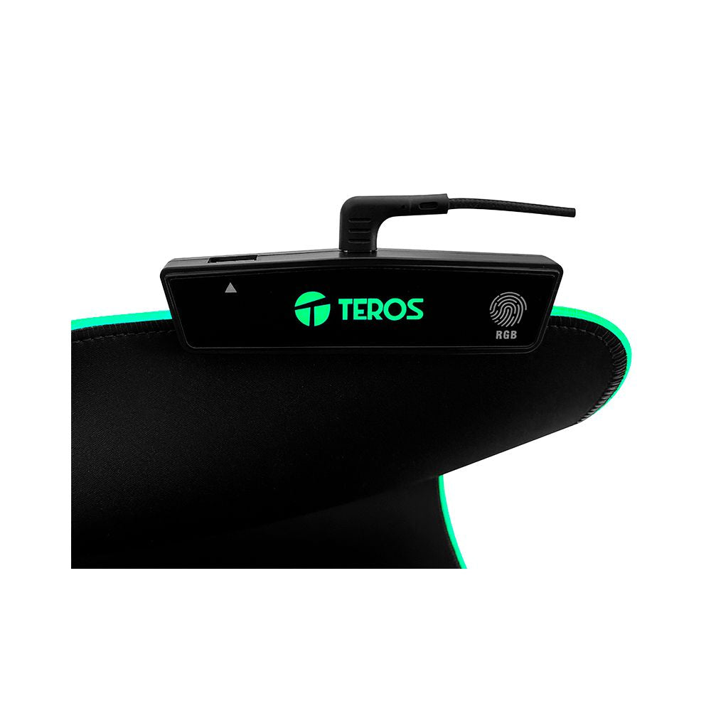 PAD MOUSE TEROS TE-3013G NEGRO LADOS RGB GOMATELA 15 COLORES