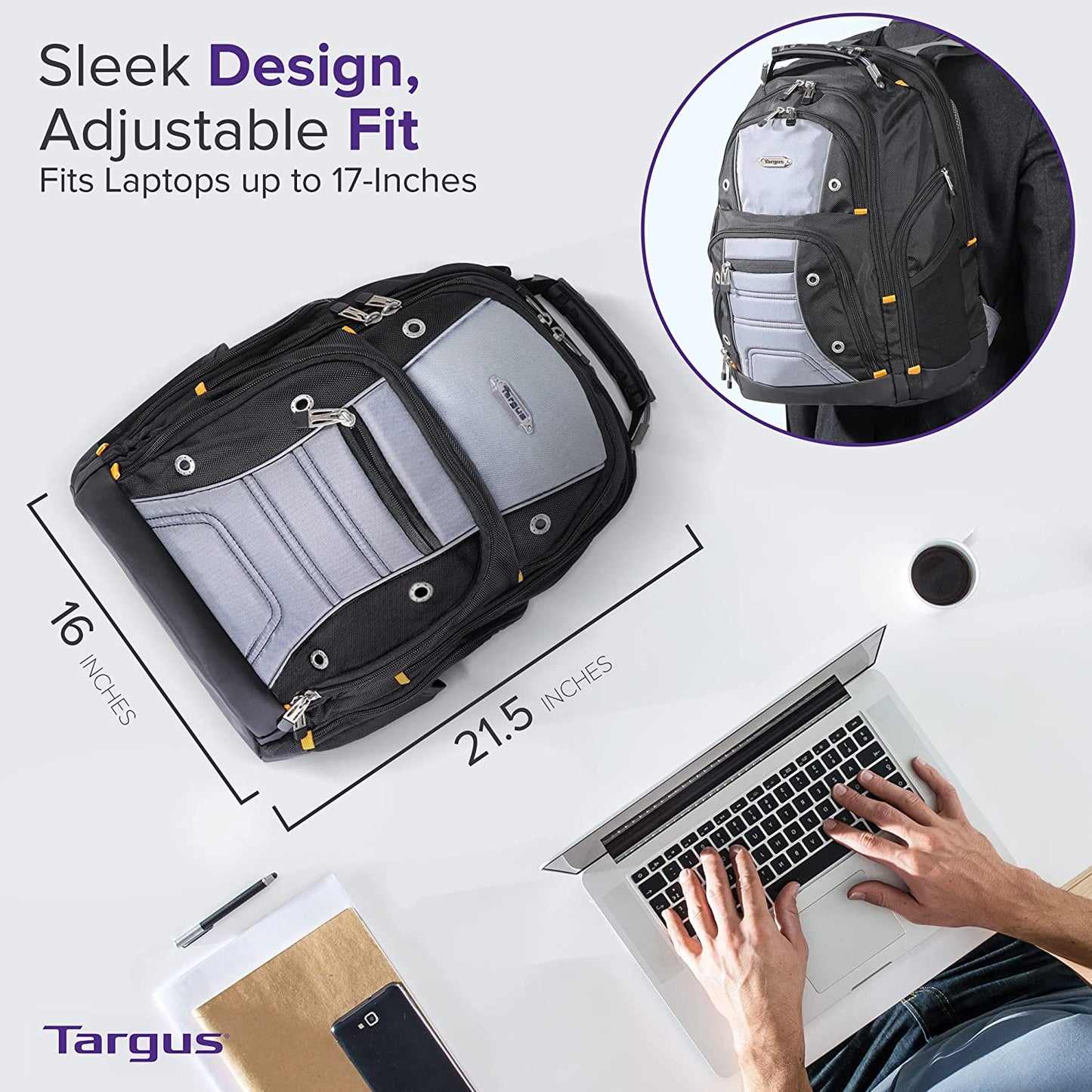 MOCHILA TARGUS DRIFTER II 17.3' BLACK/GREY (TSB239US-70) LAPTOP