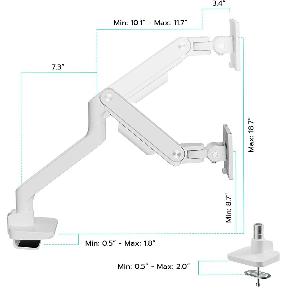 SOPORTE ARES WING BLANCO DE MESA MONITOR 17 A 49 MESA 50 GRADOS ALUMINIO