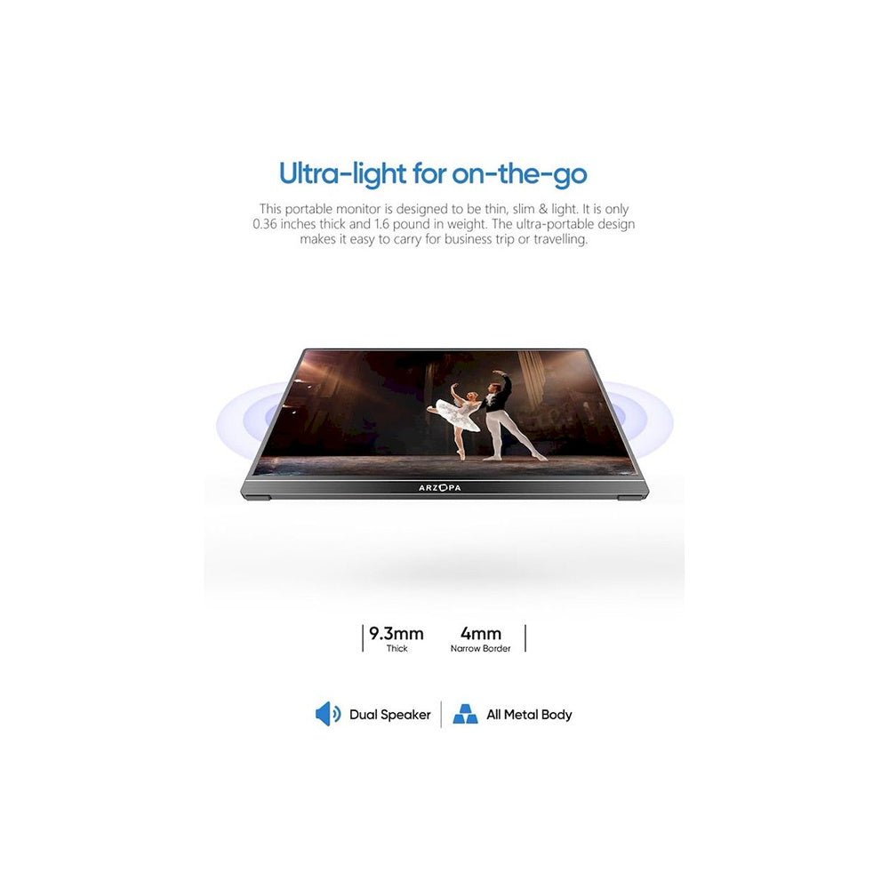 MONITOR PORTÁTIL ARZOPA A1 15.6" FHD USB-C y HDMI MONITOR PORTABLE COMPATIBLE PC LAPTOP  CELL SAMSUNG DEX