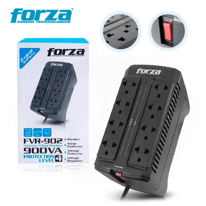 Regulador automático de voltaje ESTABILIZADOR Forza Fvr-902 900VA 450W 8 Tomas PROTECCION NIVEL 4