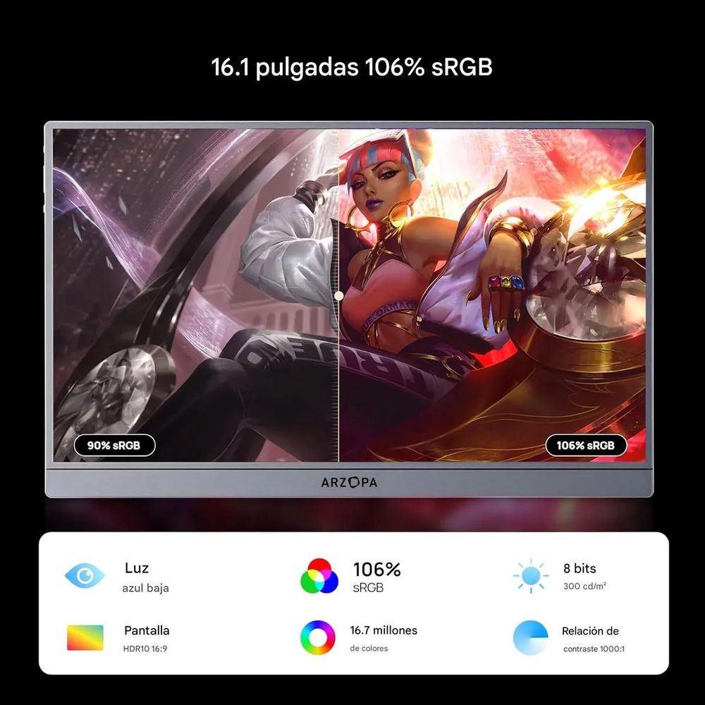 MONITOR PORTATIL 16.1' Z1FC 144HZ USB-C FULL HD IPS + FUNDA COLOR GRIS