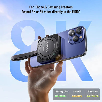 DISCO SSD PORTATIL EXTERNO OSCOO MD100 1TB 20gbps 2100mb/s TIPO-C CON SOPORTE 360° MAGNETICO CELULAR SMARTPHONE IPHONE