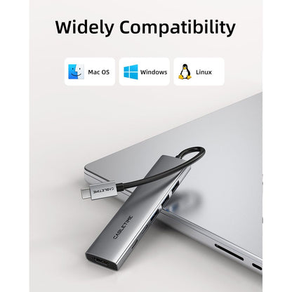 Adaptador CABLETIME HB01G 6 en 1 con HDMI 4k 30H1z, 3xUSB, USB-C, PD (CT-HBP1-AG6)