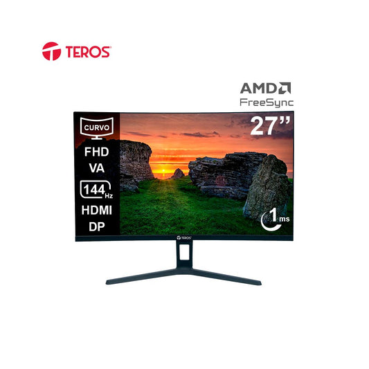 Monitor Curvo Teros TE-2734S 27' 144Hz 1MS FULL HD HDMI DP FREESYNC PARLANTES Monitor GAMER Teros