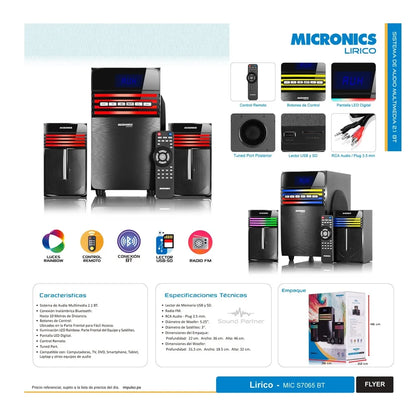PARLANTES MICRONICS LIRICO MIC-S7065BT RGB SD FM USB