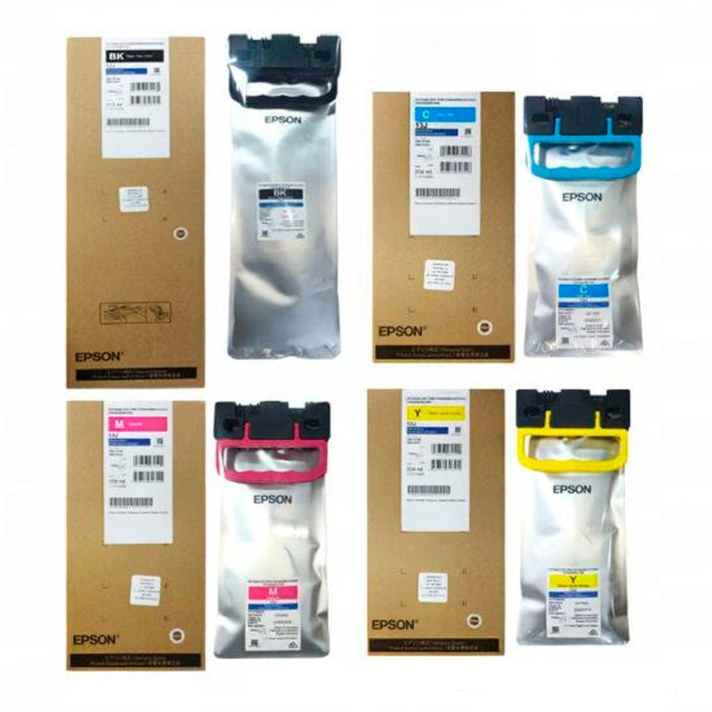 PACK X4 BOLSA DE TINTA EPSON DURABRITE PRO T13J EM-C8100 EM-C8101 NEGRO 373ML COLORES 204ML