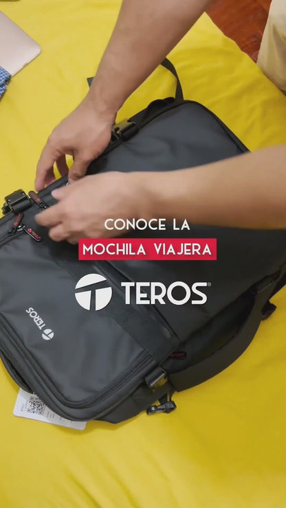 MOCHILA VIAJERA TEROS TE-ACS9025 NEGRO CON CLIP DE SEGURIDAD PORTALAPTOP