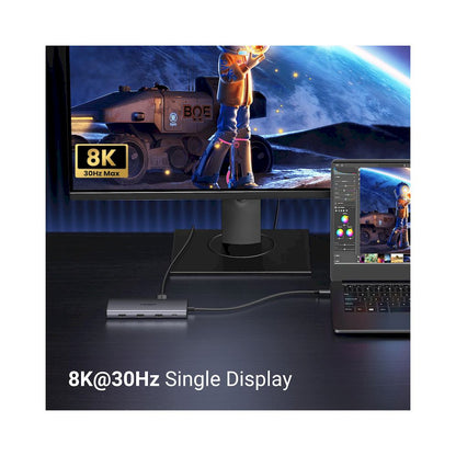 Adaptador UGREEN 10 en 1 - 4k HDMI 8K MAXIMA RESOLUCION USB HUB CM639